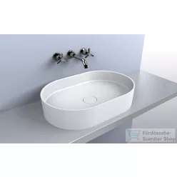   Lunart Connor 60x40 cm-es pultra ültethető öntöttmárvány mosdó csaplyuk és túlfolyó nélkül,fényes fehér 5999123011374