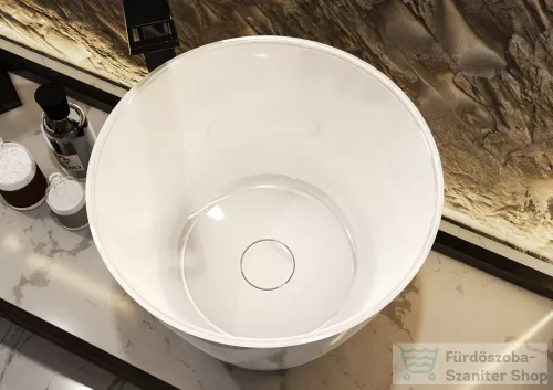 Lunart Vera 44x44 cm-es pultra ültethető öntöttmárvány mosdó csaplyuk és túlfolyó nélkül,fényes fehér 5999123011442