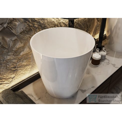 Lunart Vera 44x44 cm-es pultra ültethető öntöttmárvány mosdó csaplyuk és túlfolyó nélkül,fényes fehér 5999123011442