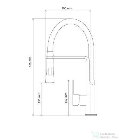 Lunart Lacy kihúzható fejes mosogató csaptelep,fekete króm 5999123014085