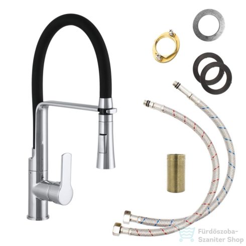 Lunart Lacy kihúzható fejes mosogató csaptelep,fekete króm 5999123014085