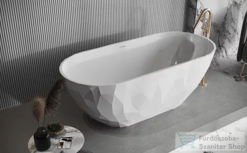 Lunart Sophie 165x76 cm-es szabadon álló öntöttmárvány kád szifon nélkül,fényes fehér 5999123014191