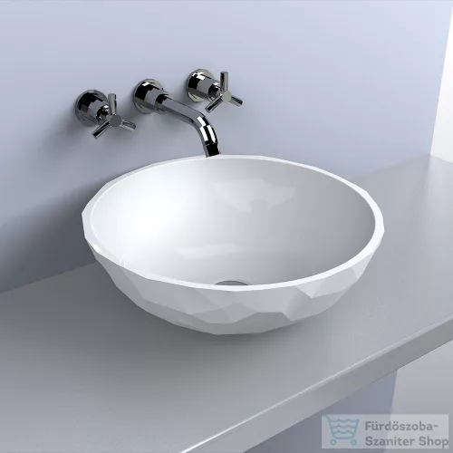 Lunart Sophie 42,5 cm-es pultra ültethető öntöttmárvány mosdó csaplyuk és túlfolyó nélkül,fényes fehér 5999123014207