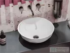 Lunart Sophie 42,5 cm-es pultra ültethető öntöttmárvány mosdó csaplyuk és túlfolyó nélkül,fényes fehér 5999123014207