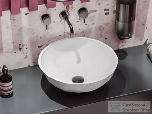 Lunart Sophie 42,5 cm-es pultra ültethető öntöttmárvány mosdó csaplyuk és túlfolyó nélkül,fényes fehér 5999123014207