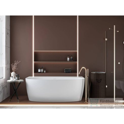 Lunart Emmy 160x85x58 cm-es falhoz tolható öntöttmárvány kád szifon nélkül,fényes fehér 5999123014276