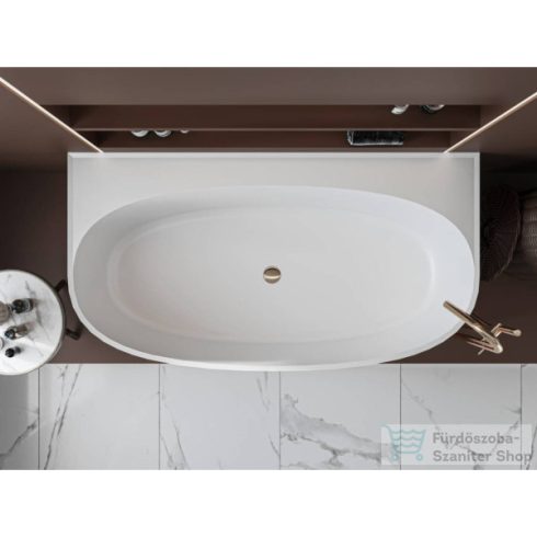 Lunart Emmy 160x85x58 cm-es falhoz tolható öntöttmárvány kád szifon nélkül,fényes fehér 5999123014276