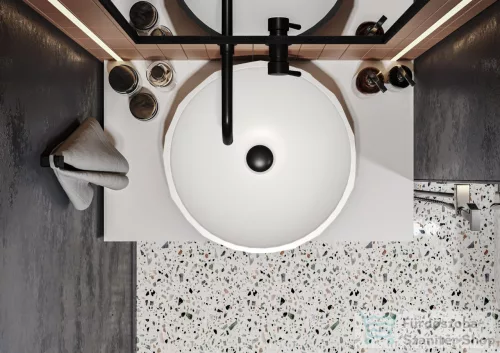 Lunart Sophie 42,5 cm-es pultra ültethető öntöttmárvány mosdó csaplyuk és túlfolyó nélkül,matt fehér 5999123014320