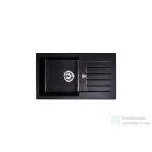   Lunart Lotti 77x45 cm-es öntött gránit mosogató medence szifon nélkül,Midnight black 5999861632015