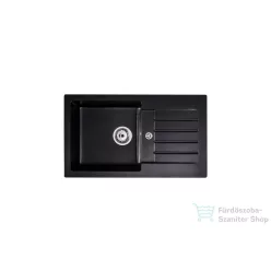   Lunart Lotti 77x45 cm-es öntött gránit mosogató medence szifon nélkül,Midnight black 5999861632015