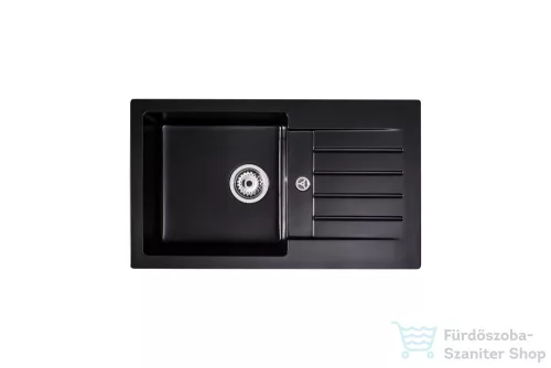 Lunart Lotti 77x45 cm-es öntött gránit mosogató medence szifon nélkül,Midnight black 5999861632015