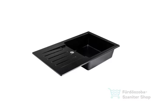 Lunart Lotti 77x45 cm-es öntött gránit mosogató medence szifon nélkül,Midnight black 5999861632015