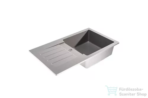 Lunart Lotti 77x45 cm-es öntött gránit mosogató medence szifon nélkül,Light grey 5999861632022