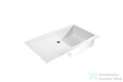 Lunart Lotti 77x45 cm-es öntött gránit mosogató medence szifon nélkül,White 5999861632046