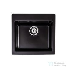   Lunart Lily 48,5x44 cm-es öntött gránit mosogató medence szifon nélkül,Midnight black 5999861632060