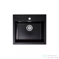   Lunart Cuki 56x51 cm-es öntött gránit mosogató medence szifon nélkül,Midnight black 5999861632114