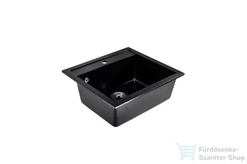 Lunart Cuki 56x51 cm-es öntött gránit mosogató medence szifon nélkül,Midnight black 5999861632114
