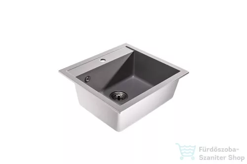Lunart Cuki 56x51 cm-es öntött gránit mosogató medence szifon nélkül,Light grey 5999861632121