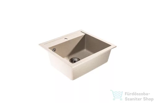 Lunart Cuki 56x51 cm-es öntött gránit mosogató medence szifon nélkül,Beige 5999861632138