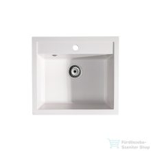   Lunart Cuki 56x51 cm-es öntött gránit mosogató medence szifon nélkül,Fehér 5999861632145