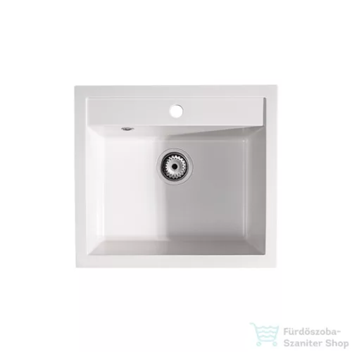 Lunart Cuki 56x51 cm-es öntött gránit mosogató medence szifon nélkül,Fehér 5999861632145