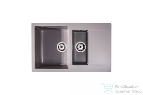Lunart Gery 79,5x49,5 cm-es öntött gránit mosogató medence gyümölcsmosóval,szifon nélkül,Light grey 5999861632213