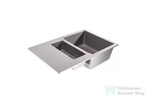 Lunart Gery 79,5x49,5 cm-es öntött gránit mosogató medence gyümölcsmosóval,szifon nélkül,Light grey 5999861632213