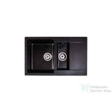   Lunart Gery 79,5x49,5 cm-es öntött gránit mosogató medence gyümölcsmosóval,szifon nélkül,Midnight black 5999861632220