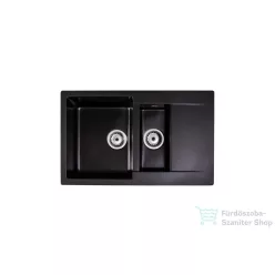   Lunart Gery 79,5x49,5 cm-es öntött gránit mosogató medence gyümölcsmosóval,szifon nélkül,Midnight black 5999861632220