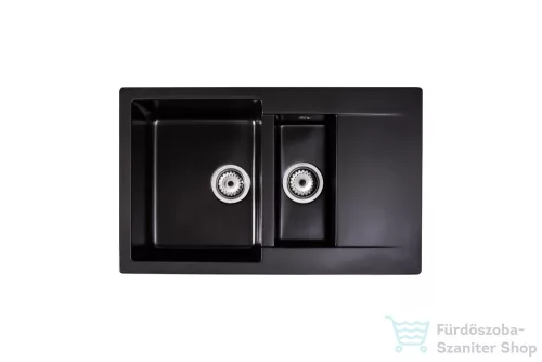 Lunart Gery 79,5x49,5 cm-es öntött gránit mosogató medence gyümölcsmosóval,szifon nélkül,Midnight black 5999861632220