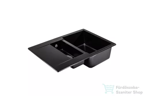 Lunart Gery 79,5x49,5 cm-es öntött gránit mosogató medence gyümölcsmosóval,szifon nélkül,Midnight black 5999861632220