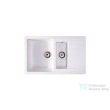   Lunart Gery 79,5x49,5 cm-es öntött gránit mosogató medence gyümölcsmosóval,szifon nélkül,Fehér 5999861632244