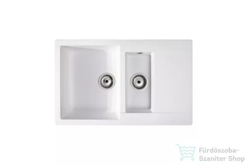 Lunart Gery 79,5x49,5 cm-es öntött gránit mosogató medence gyümölcsmosóval,szifon nélkül,Fehér 5999861632244
