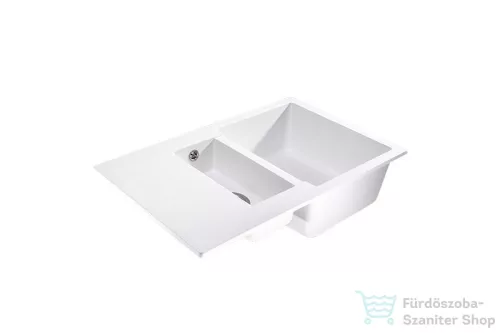 Lunart Gery 79,5x49,5 cm-es öntött gránit mosogató medence gyümölcsmosóval,szifon nélkül,Fehér 5999861632244