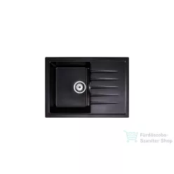   Lunart Judo 68x49,5 cm-es öntött gránit mosogató medence szifon nélkül,Midnight black 5999861632268