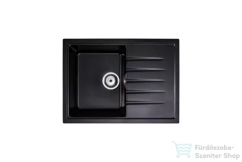 Lunart Judo 68x49,5 cm-es öntött gránit mosogató medence szifon nélkül,Midnight black 5999861632268
