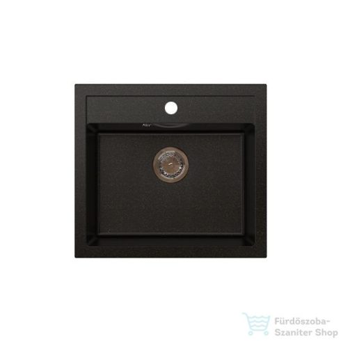 Lunart Cuki 56x51 cm-es öntött gránit mosogató medence szifon nélkül,Golden black 5999861632534