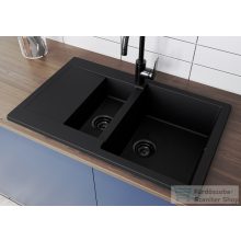   Lunart Theodore 78,6x48,9 cm-es öntött gránit mosogató medence gyümölcsmosóval,szifon nélkül,Fekete 5999861632817