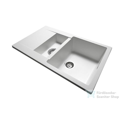 Lunart Theodore 78,6x48,9 cm-es öntött gránit mosogató medence gyümölcsmosóval,szifon nélkül,Pearl white 5999861632848