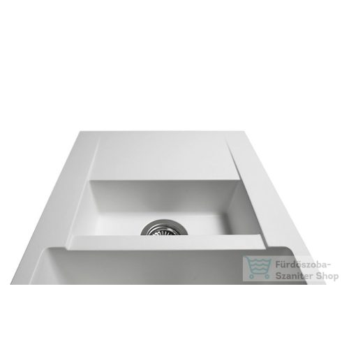 Lunart Theodore 78,6x48,9 cm-es öntött gránit mosogató medence gyümölcsmosóval,szifon nélkül,Pearl white 5999861632848