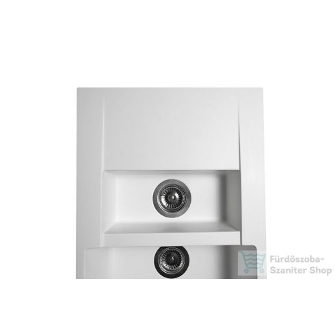 Lunart Theodore 78,6x48,9 cm-es öntött gránit mosogató medence gyümölcsmosóval,szifon nélkül,Pearl white 5999861632848