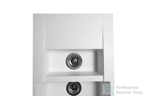 Lunart Theodore 78,6x48,9 cm-es öntött gránit mosogató medence gyümölcsmosóval,szifon nélkül,Pearl white 5999861632848
