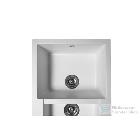 Lunart Theodore 78,6x48,9 cm-es öntött gránit mosogató medence gyümölcsmosóval,szifon nélkül,Pearl white 5999861632848