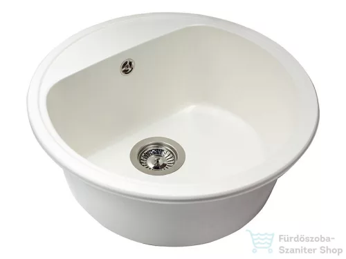 Lunart Otis 51,6 cm-es öntött gránit mosogató medence szifon nélkül,Pearl white 5999861632855