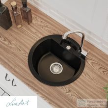   Lunart Carl 44,6 cm-es öntött gránit mosogató medence szifon nélkül,Fekete 5999861632985