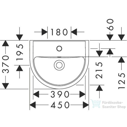 Hansgrohe GLADELAKE S 45x37 cm-es mosdó, fehér 60100450