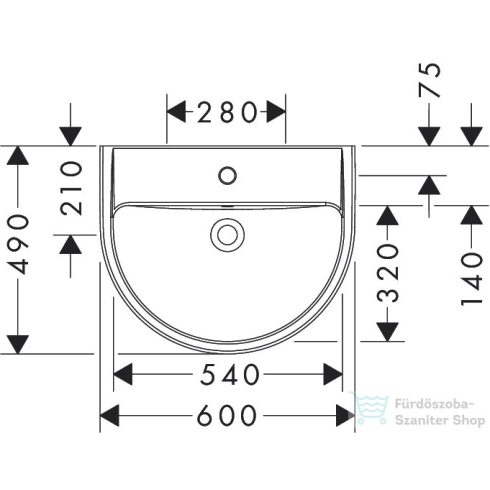 Hansgrohe GLADELAKE S 60x49 cm-es mosdó, fehér 60102450