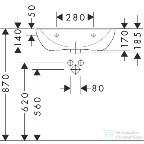 Hansgrohe GLADELAKE S 60x49 cm-es mosdó, fehér 60102450