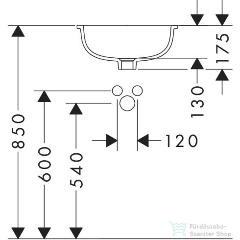 Hansgrohe XUNIVA S 40 cm-es alulról beépíthető mosdó csaplyuk nélkül,fehér 60151450