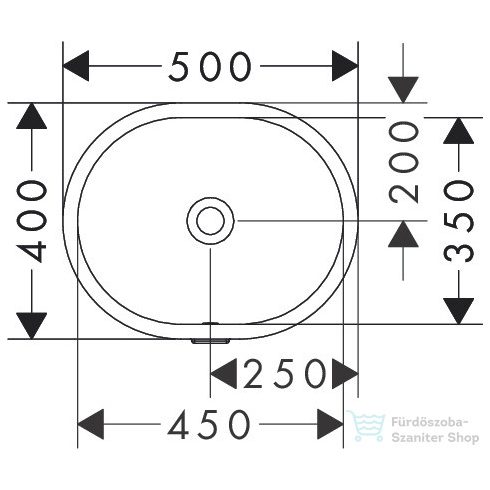 Hansgrohe XUNIVA U 50x40 cm-es alulról beépíthető mosdó csaplyuk nélkül,fehér 60153450